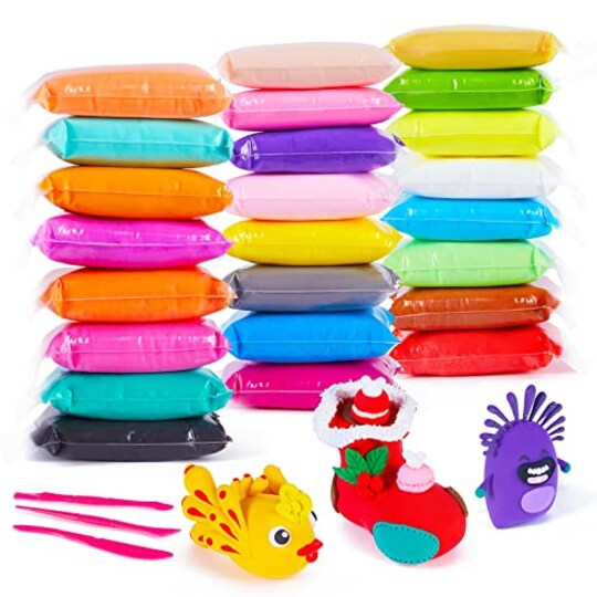 Air Dry Clay, 24 Colors Modeling Clay Magic Clay with Sculpting Tools, Non-Toxic Self Drying Soft Clay for Kids and Adults, Gift for Boys and Girls